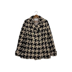 Vintage SCAPA Big Houndstooth Pattern Wool Double Breasted Coat Jacket Women&#39;s Size 38 #2111-C92