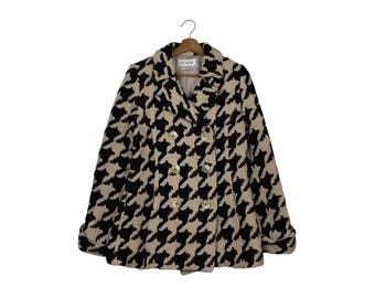 Chaqueta cruzada de lana con estampado de pata de gallo grande de SCAPA vintage para mujer, talla 38, n.° 2111-C92