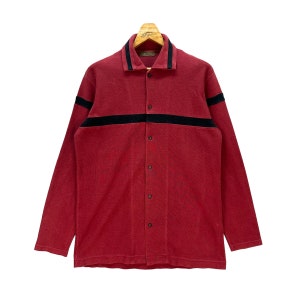 ヴィンテージ Y's For Men 日本製 ヨウジヤマモト ブラックストライプ レッドカラーシャツ サイズL 限定 春夏 デザイナー #8873-033