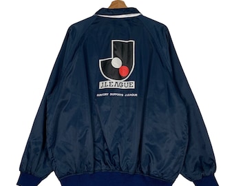 Chaqueta de entrenador reversible con logo grande de la J.LEAGUE, talla L, estilo vintage, para entrenamiento de fútbol japonés, n.° 0848-C38.