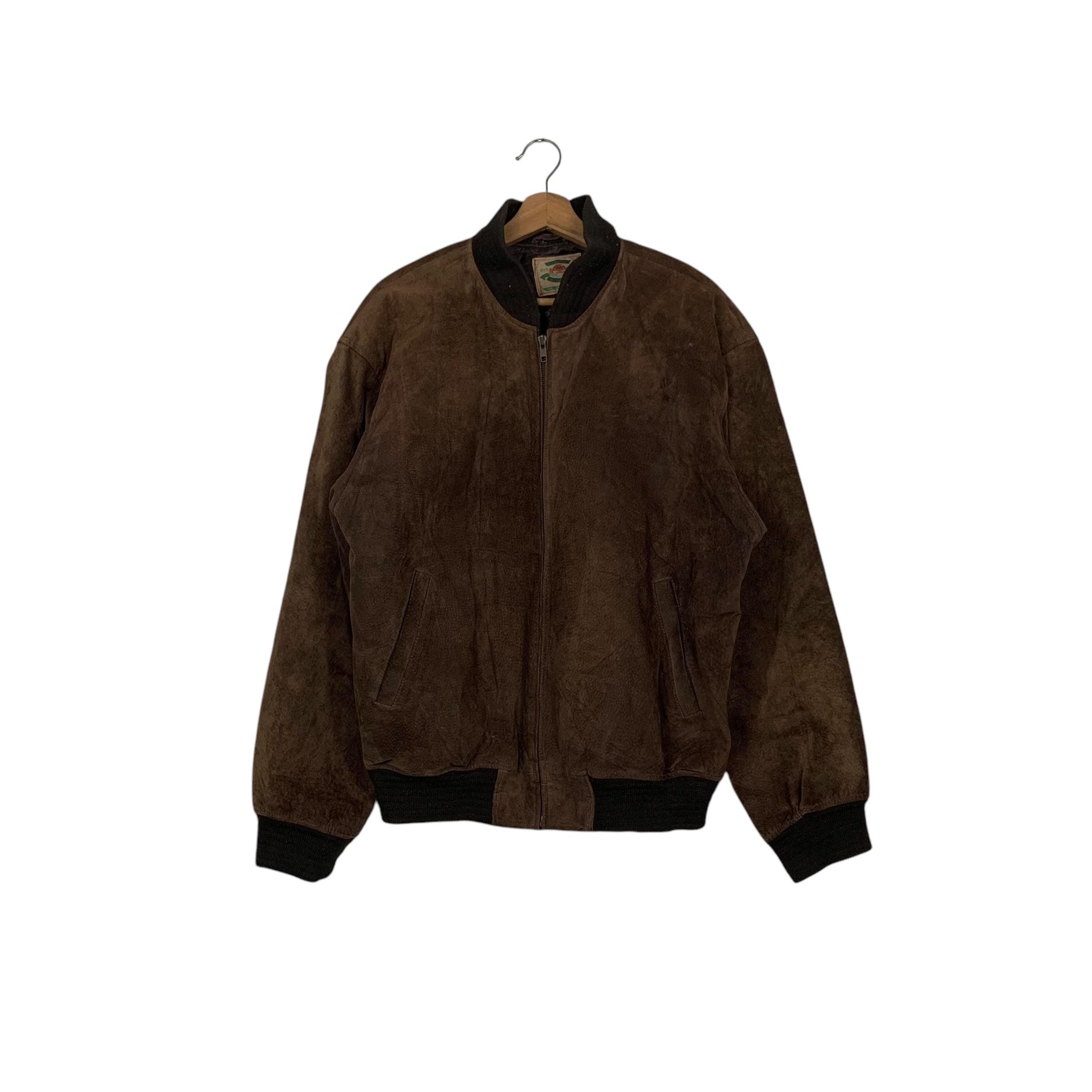 ジャケット・アウター vintage A.S.M pig skin leather jkt FLAVOR Men's Leather Baseball Jacket Vintage Suede Pigskin