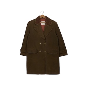 Vintage UNITED COLORS Of BENETTON Double Breasted Cotton Overcoat Women&#39;s Size 46 #2571-C116