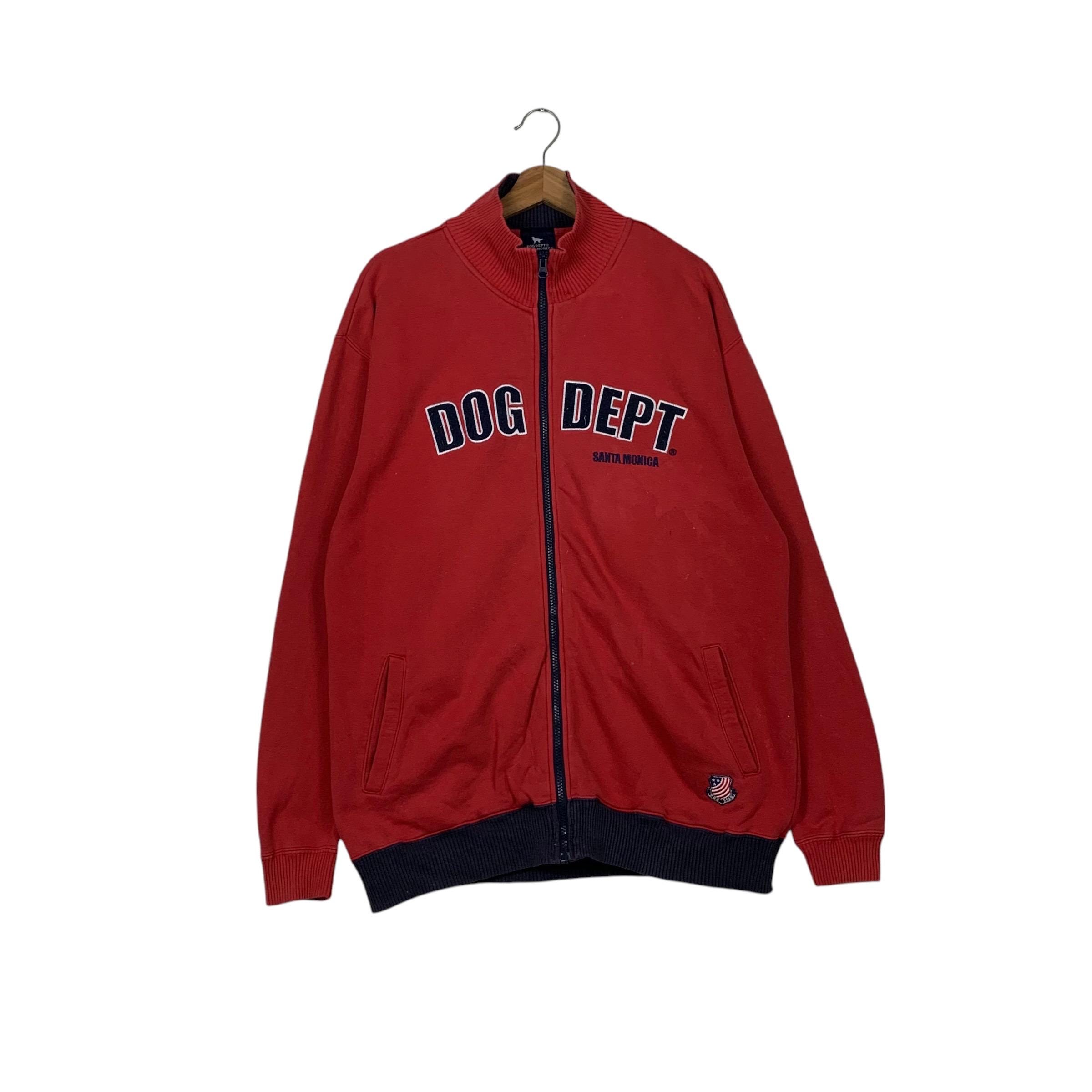 Santa Monica - 犬柄　ヴィンテージ　ジャケット Vintage 90's DOG DEPT Santa Monica Big Logo Red Sweater Jacket