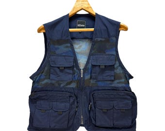 Vintage Japanese Brand FULL EMOTION Blue Camo Utility Mesh Vintage Japanese Brand FULL EMOTION Blue Camo Utility Mesh