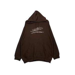 May include: A brown hooded sweatshirt with a graphic print of a plane and the text "NO STOP WHEN START..."