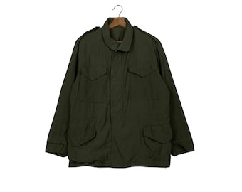 Vintage Olive Green Army Military Field Jacket Size L #2304-C102