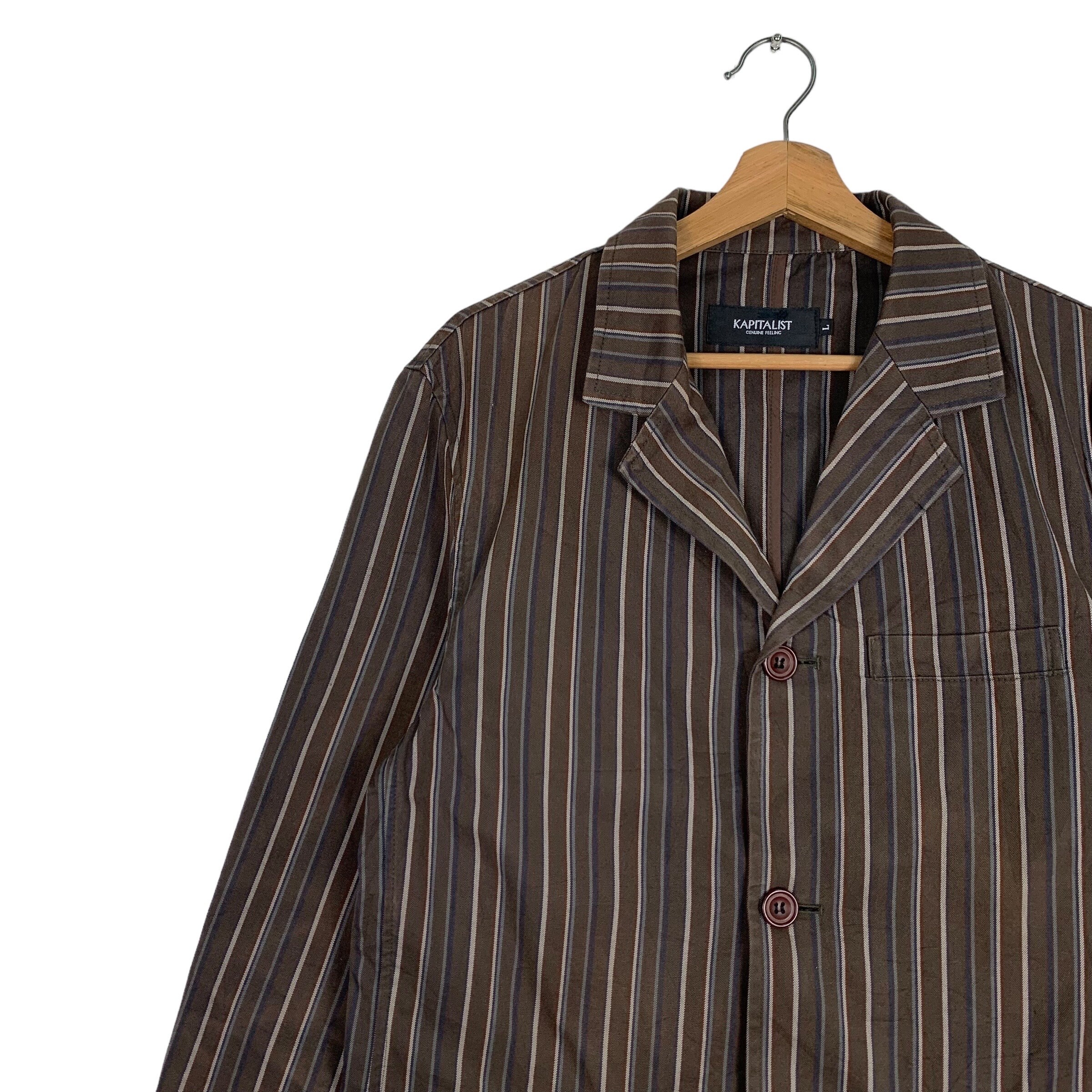 Vintage Japanese Brand KAPITALIST Striped Casual Jacket Size