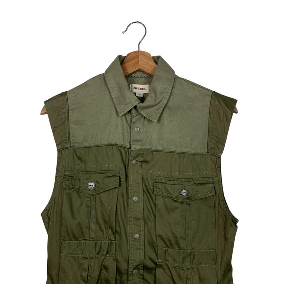 DIESEL Snap Button Green Vest Size M #1671-C74 - Etsy
