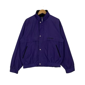 Vintage DUNLOP MOTORSPORT Embroidery Small Logo Purple Light Jacket Men&#39;s Size M Casual Outfits Purple Bomber Jacket #1036-C47
