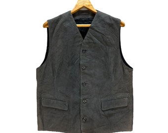 Vintage Margaret Howell Made in London England Real Leather Hybrid Vest Free Size #A17-0409
