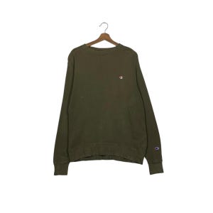Y2k Vintage CHAMPION Olive Green Crewneck Sweatshirt Size L #2635-C118