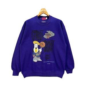 Vintage 1994 DROOPY STREET BASKET grafische sweatshirts maat L / basketbal Cartoon Network #8907-037