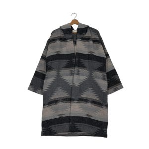 Japanese Brand Free's Mart Love California Buttonless Hooded Overcoat Size FR Navajo Native Aztec Design Buttonless Jacket #1252-C57