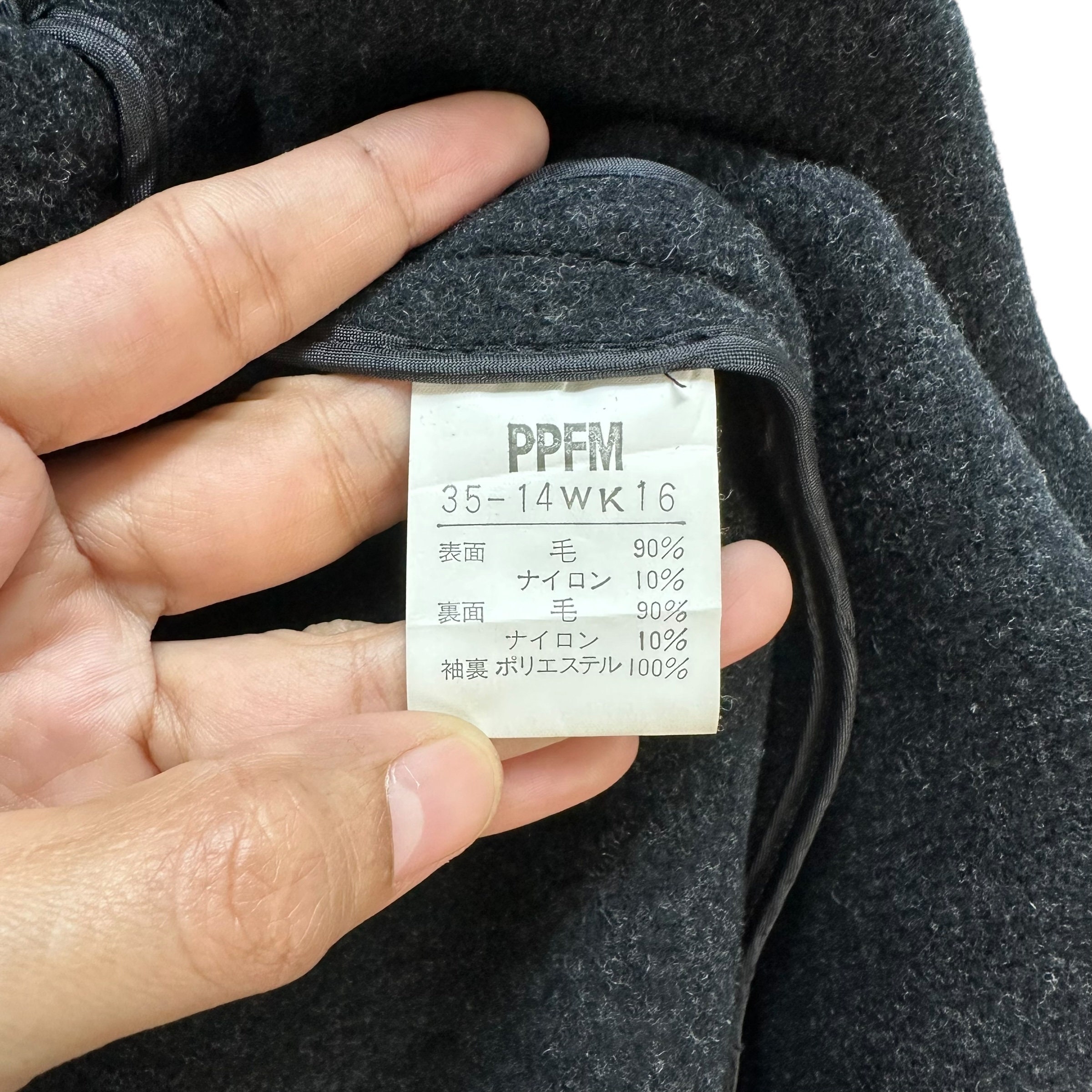 Vintage PPFM Wool Hooded Zipper Long Coat Jacket Free Size
