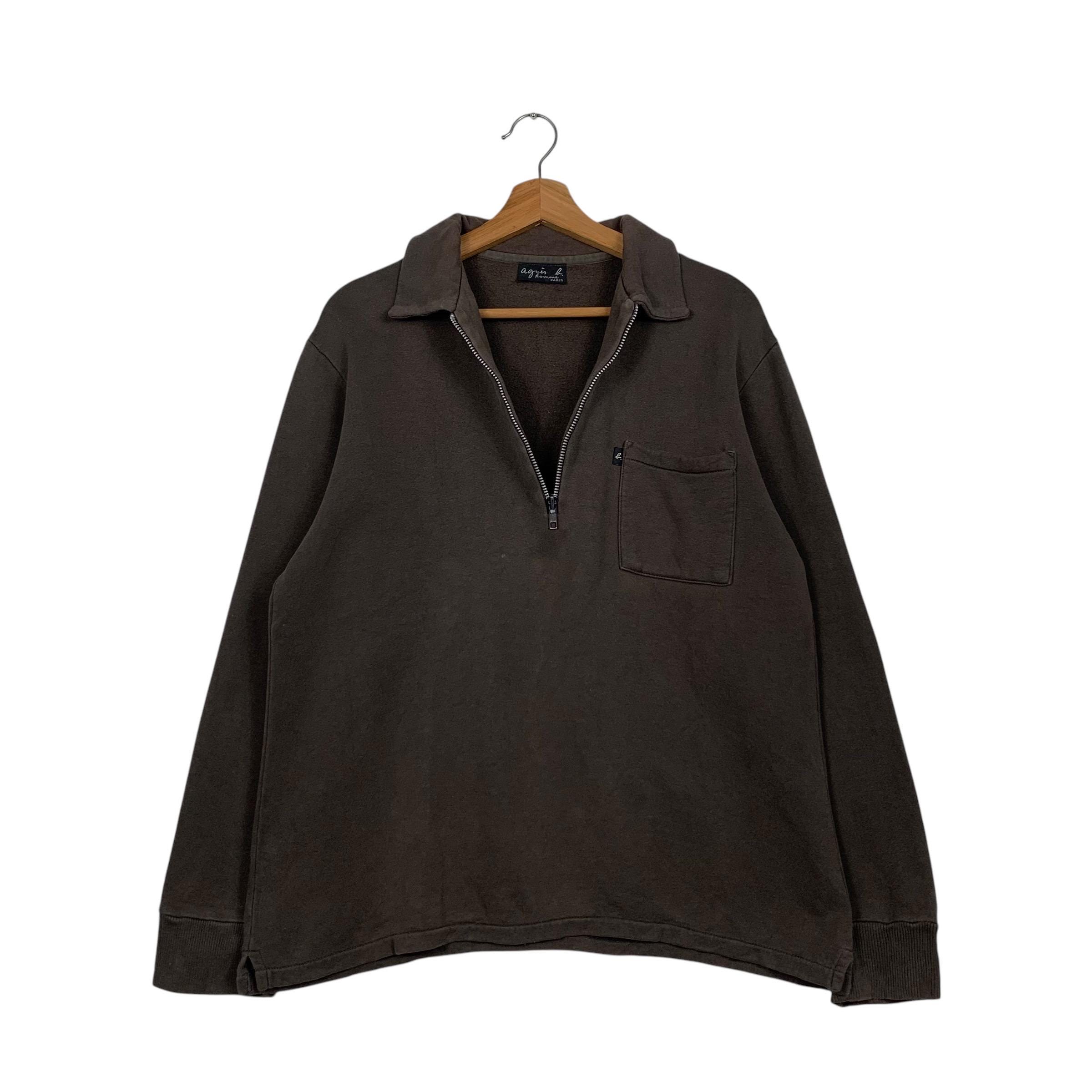トップス agnes b.homme Cut-and-Sew MADE IN FRANCE Vintage AGNES B Homme Paris Made in Japan Half Zip Collared Single