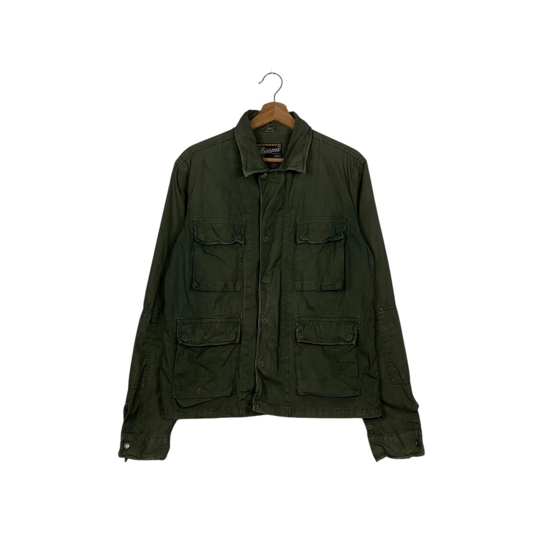 Vintage 90's BEAMS Olive Green Chore Jacket Military Style Jacket