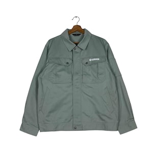 Vintage YAMAHA Work Jacket Uniform Jacket Men&#39;s Size L Light Green Jacket Japanese Brand Motorsports Jacket #1261-C57