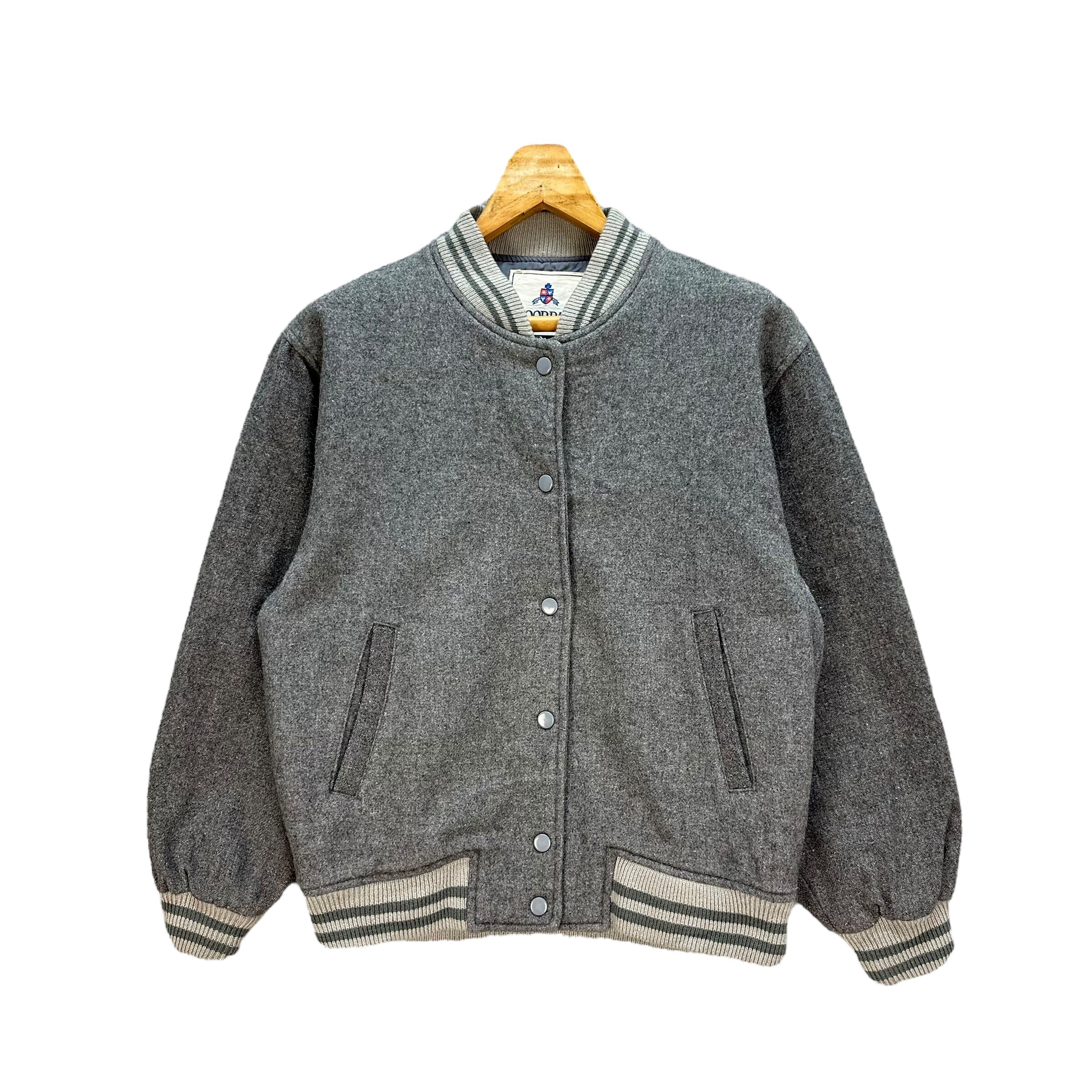 Vintage GOODDAY Made in Japan Gray Wool Varsity Jacket Size