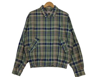 Chaqueta informal vintage MAUL RUCK a cuadros verdes, talla 3 de hombre, estilo japonés. Chaqueta Harrington de tartán verde #1047-C47