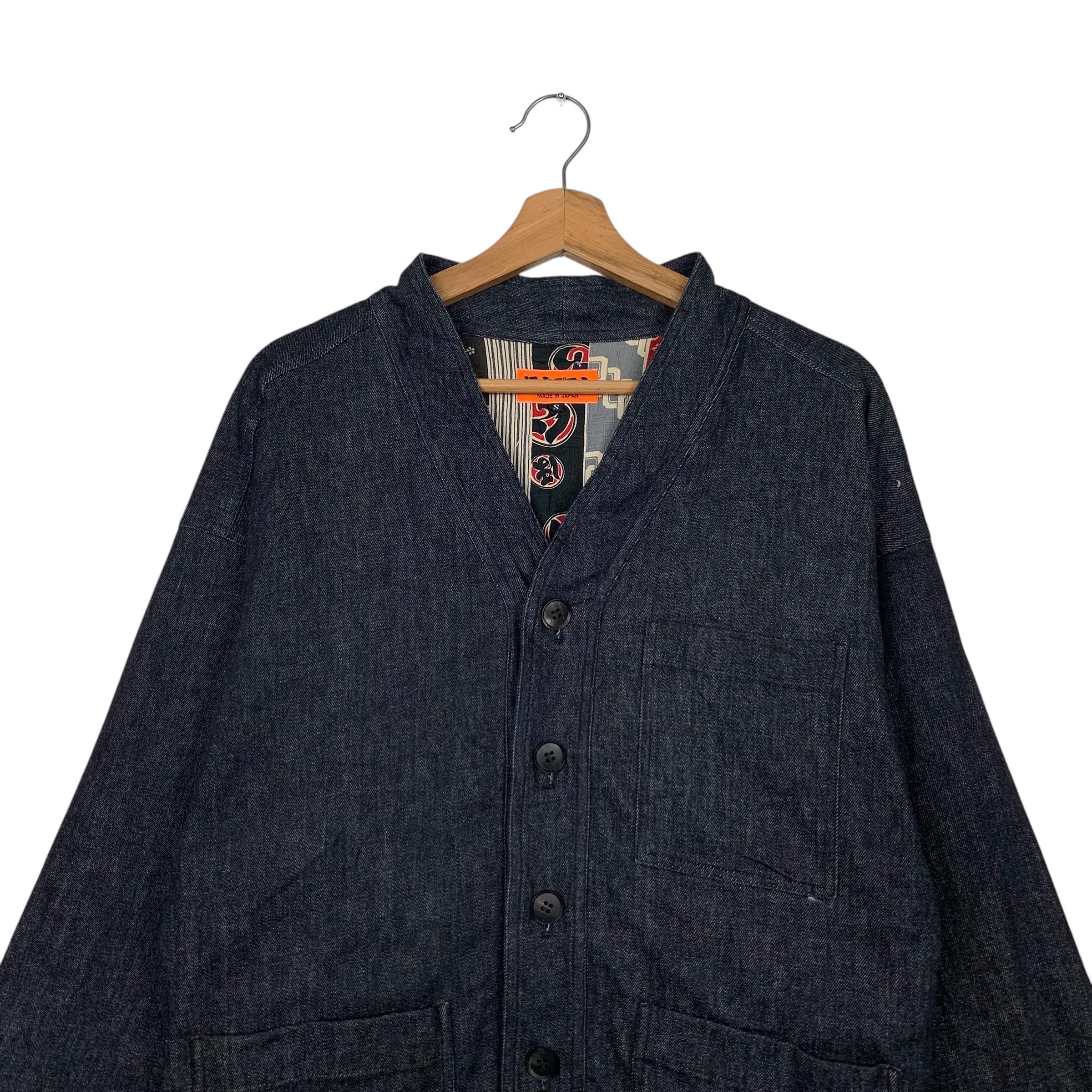 Vintage 90's SAKAMOTO DENIM Made in Japan Blue Indigo Button
