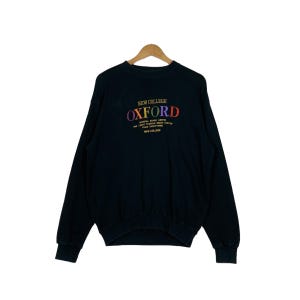 Vintage OXFORD England Colorful Embroidery Big Logo Crewneck Sweatshirt Men&#39;s Size L Pullover Jumper Sweater #1115-C51