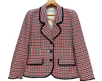 Vintage Yves Saint Laurent Checked Casual Jacket Suit Jacket Blazer Size 11AR Exclusive Designer Luxury Fashion #A6-0168