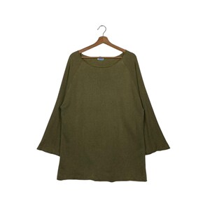 Vintage BEAMS Made in Usa Hemp Cotton Olive Green Sweater Size L #1780-C79