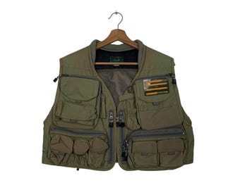 Insulated Fishing Vest Vintage Gilet 90s Cargo Hunting Sleeveless