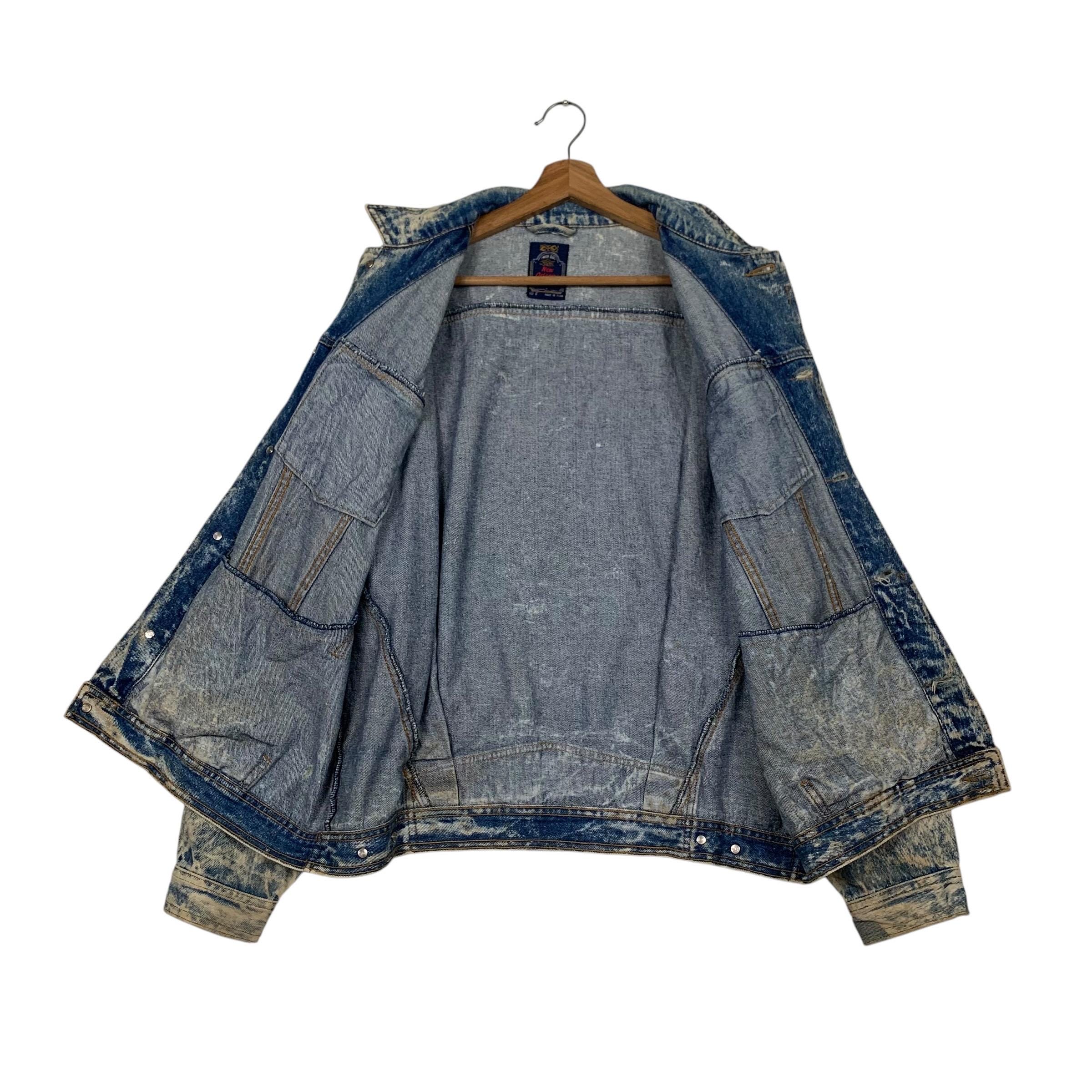 Vintage 80's NEW ORLEANS Stone Wash Blue Denim Jacket Men's Free