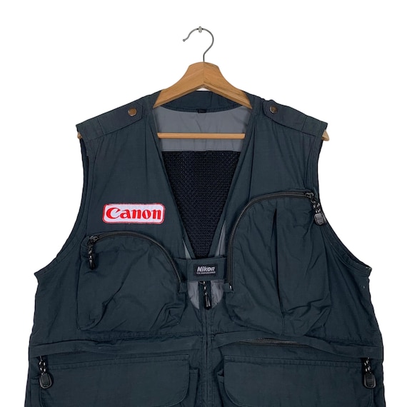 Vintage Nikon Vest Canon Patches Logo Men's Size M Casual Outfits
