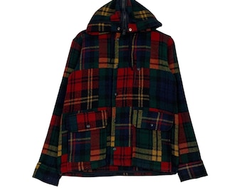 Vintage Woolrich Bomber Jacket XL 80s Wool USA Made Blue Womens