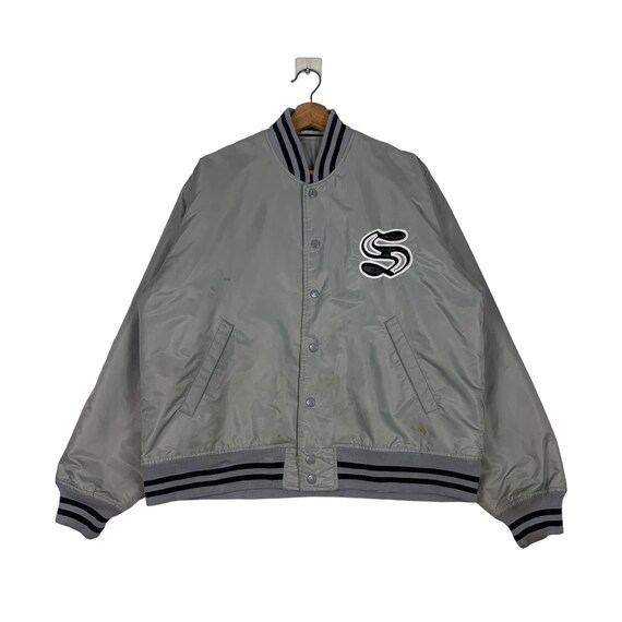 Vintage HILLCROP Grey Stadium Jacket Size M Varsity Jacket