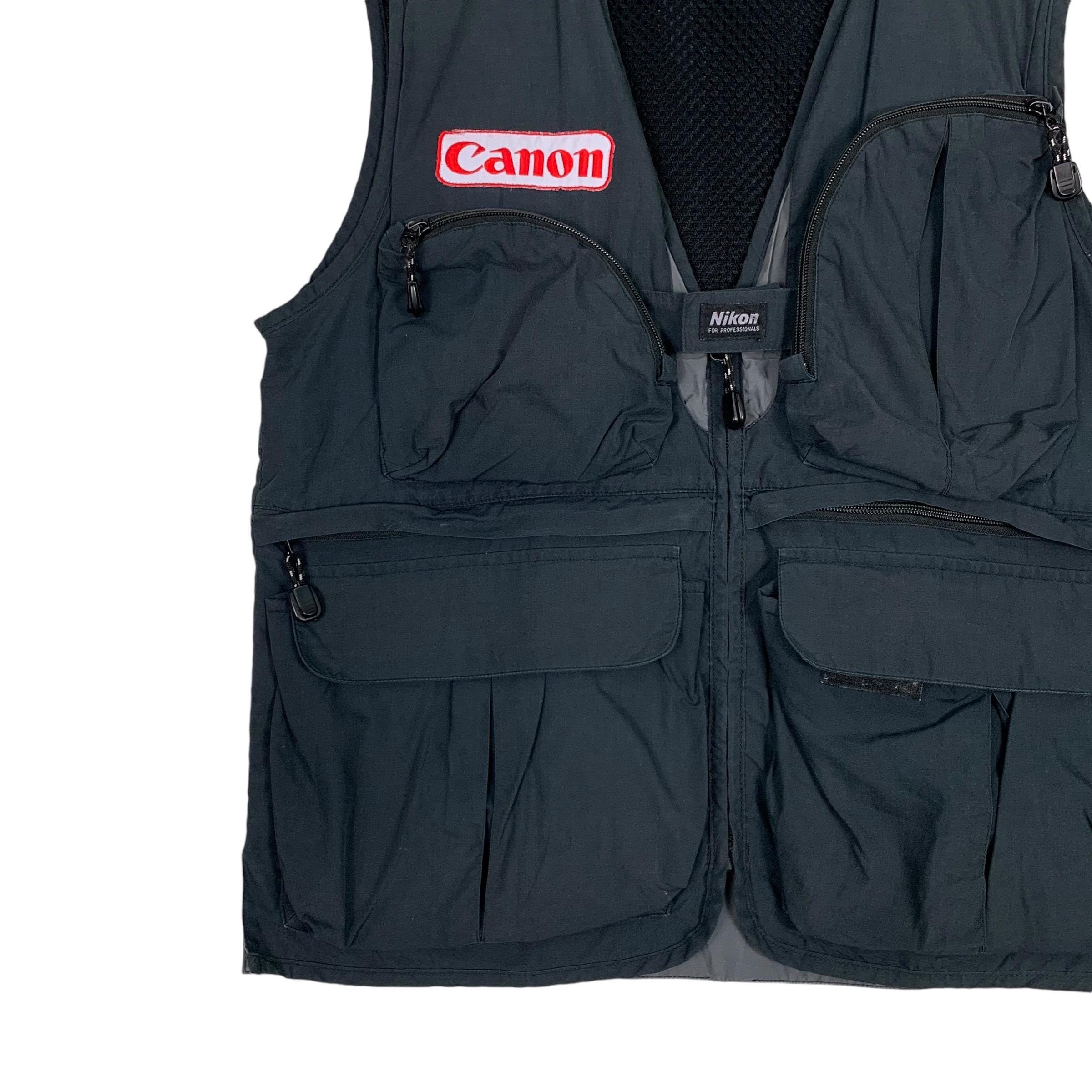 Vintage Nikon Vest Canon Patches Logo Men's Size M Casual Outfits