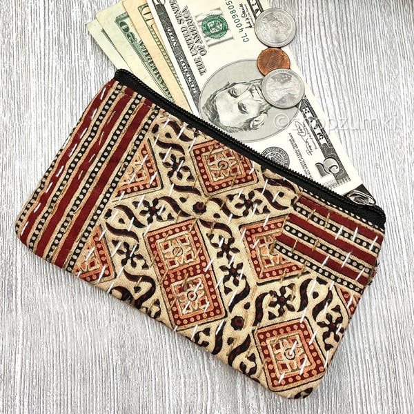 Cloth Kantha Envelope Wallet Handmade India Handstitch Glasses Case Make Up Case Fabric Cash Money Purse Guduri Rajasthan Style