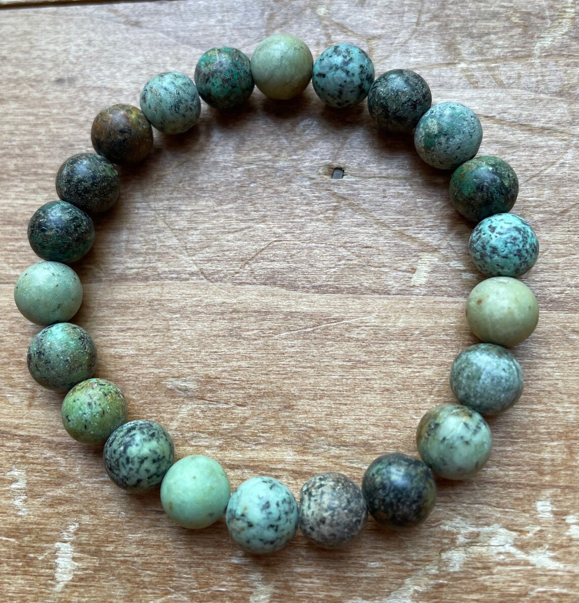 African Turquoise Beaded Bracelet 8mm Gemstone Elastic | Etsy