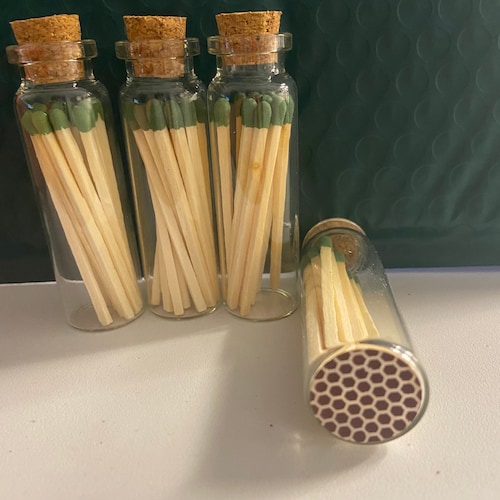 Glass Jar W/ 15 Matches and Striker Etsy
