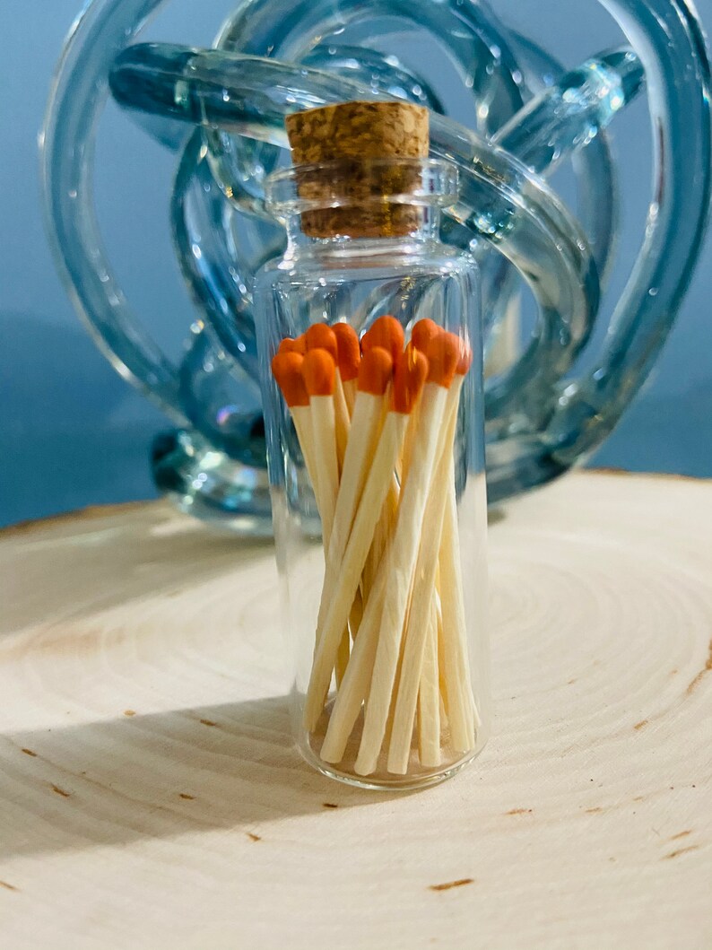 Glass Bottles With 20 Colored Matches and Striker on the Etsy