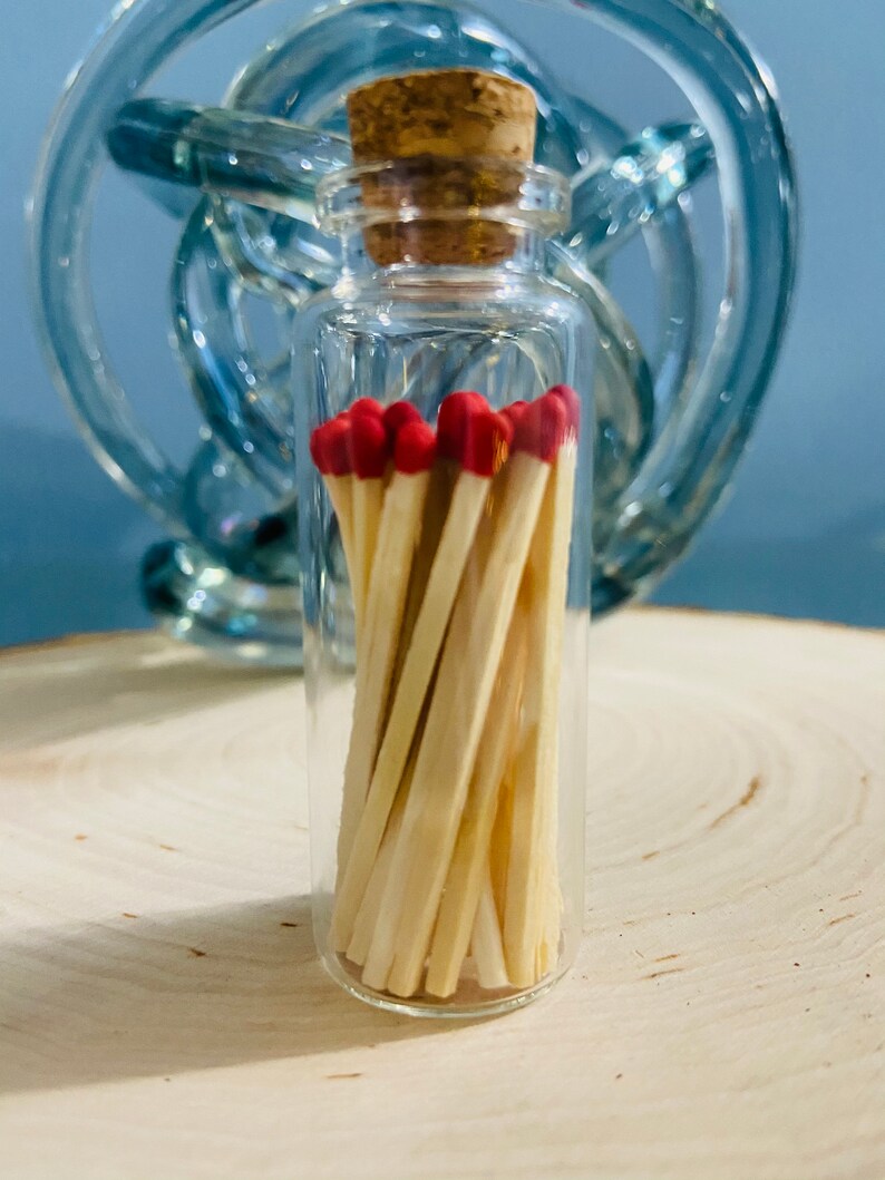 Glass Bottles With 20 Colored Matches and Striker on the Etsy