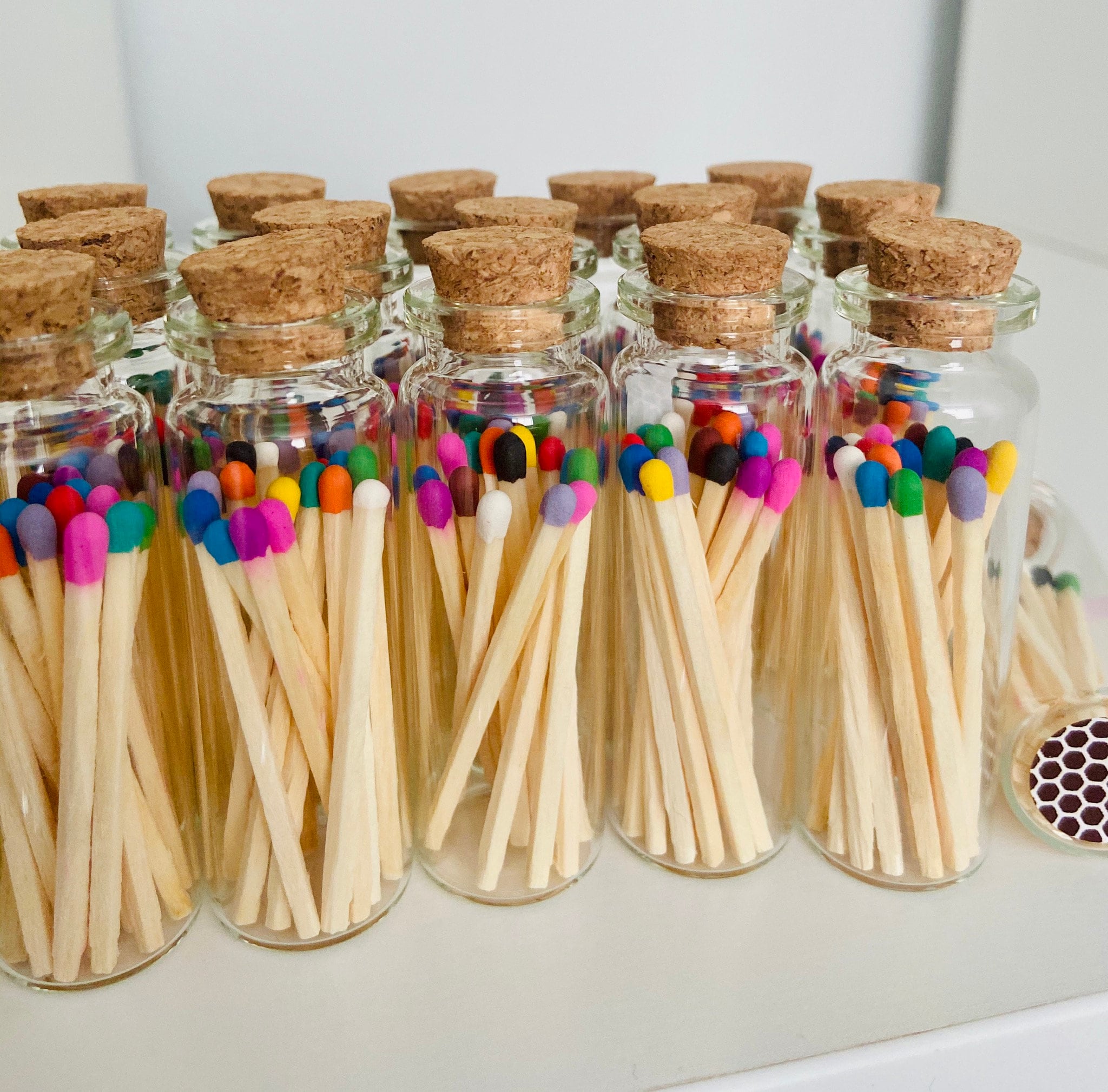Limited Edition Glass bottle with 15 rainbow matches