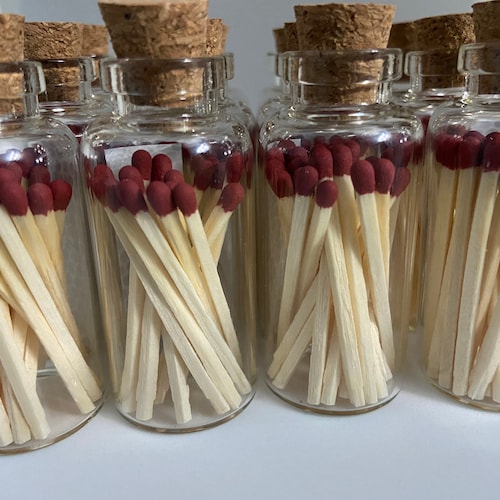 Glass Jar W/ 20 White Tip Matches and Striker Etsy