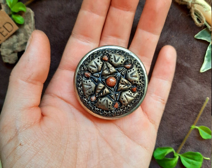 Merkaba star trinketstash Jar with goldstone