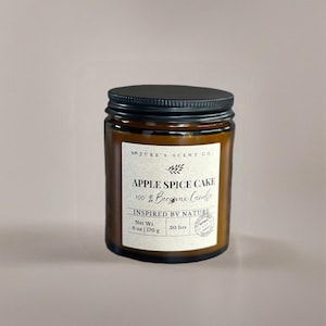 Apple Spice Cake Beeswax Candle – Baked Apple, Cinnamon & Strudel Scent | Non-Toxic, Hand-Poured Fall Aroma | Gift For Foodies