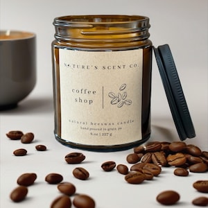 Coffee Shop Beeswax Candle – Fresh Brew, Coffee Scent | Non-Toxic, Hand-Poured Café-Inspired Aroma
