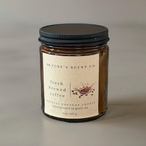 Fresh Brewed Coffee Beeswax Candle – Bold Strong Morning Brew | Hand-Poured, Non-Toxic Café-Inspired Aroma
