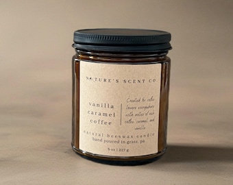 Vanilla Caramel Coffee Beeswax Candle – Creamy Vanilla, Rich Caramel & Coffee | Non-Toxic, Hand-Poured Café Aroma