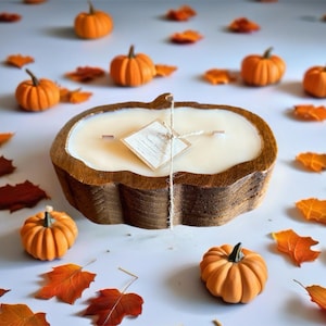 Pumpkin Dough Bowl Candle – Hand-Carved, 100% Beeswax, Fall Decor, Custom Made, OOAK