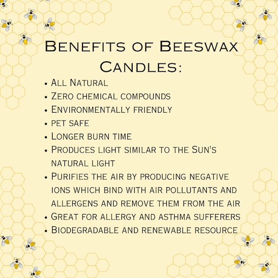 Velas de cera de abeja 100% puras, hechas a mano, naturales, para regalo,  decoración del hogar, no tóxicas, purificadoras de aire, biodegradables