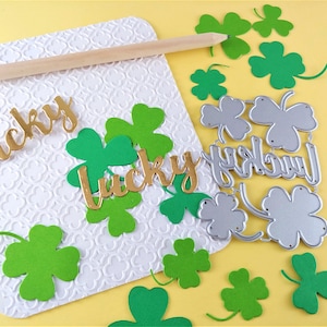 Matrices de découpe feuille trèfle - matrices de découpe artisanat de la Saint-Patrick - matrices de découpe métal porte-bonheur - matrice de découpe trèfle 4 feuilles - scrapbooking et fabrication de cartes E01