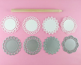 Rosette Cutting Dies - Round Label Metal Dies - Miniature Doily Craft Cutting Die - Ornamental Label Cutting - Doilies Paper Die Cuts T10