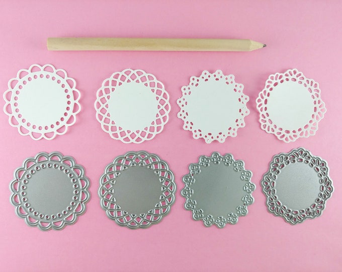 Rosette Cutting Dies - Round Label Metal Dies - Miniature Doily Craft Cutting Die - Ornamental Label Cutting - Doilies Paper Die Cuts T10